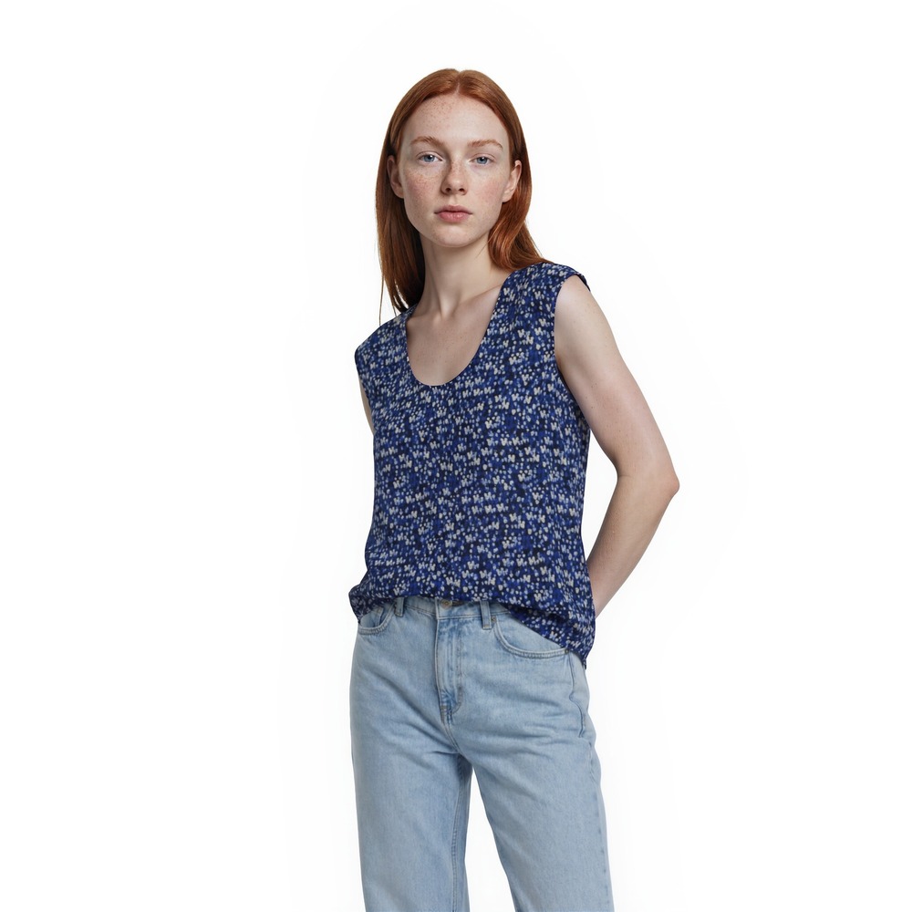 J.Crew Blouse Women's Size 0 Blue Abstract Dot Sleeveless V-Neck
